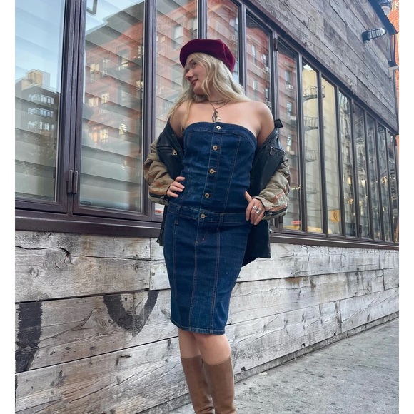 Vintage BABY PHAT DENIM DRESS - Picture 1 of 3